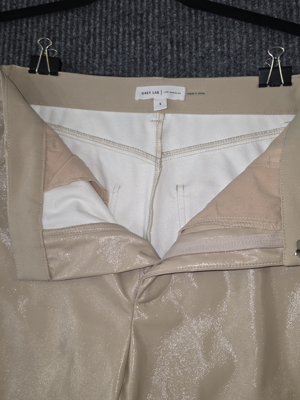 GREY LAB Beige Straight-Leg Shiny Pants - Picture 6 of 9